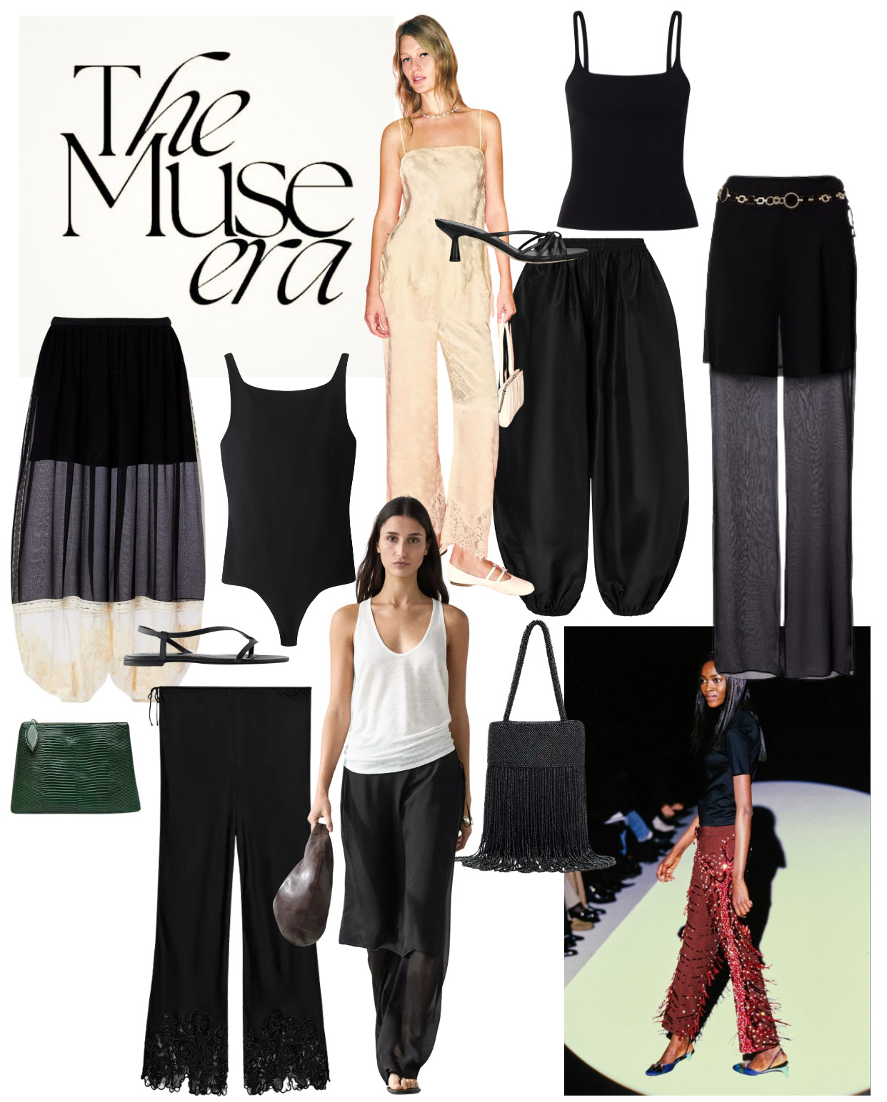 The Party Pants Edit
black bodysuit, scoop neck bodysuit, black square neck tank, black cami top, white racer back tank, sheer black skirt, black tulle skirt, mesh overlay skirt, black wide leg trousers, lace hem trousers, black flowy trousers, black balloon trousers, harem trousers, sheer wide leg trousers, chain belt trousers, champagne lace jumpsuit, jacquard wide leg jumpsuit, cream lace trousers, black kitten heels, strappy kitten heel, black thong sandals, flat thong sandals, fringe tote bag, black beaded fringe bag, statement bag, green leather clutch, reptile texture clutch, green evening clutch, burgundy embellished trousers, sequin trousers, feather trim trousers, runway inspired fashion, the muse era, muse aesthetic, 90s fashion comeback, Y2K fashion revival, going out outfit ideas, evening outfit women, black evening look, sheer fashion trend, texture clash outfit, quiet drama aesthetic 

 #LTKsummer #LTKeurope #LTKpartywear