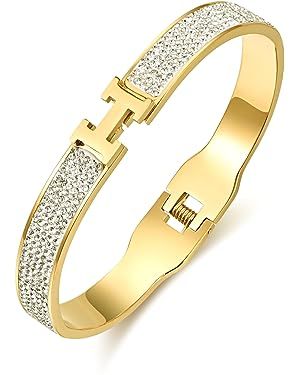 sineed 18K Gold Bracelet for Women Stainless Steel with Cubic Zirconia Simulate Diamond Womens Je... | Amazon (US)