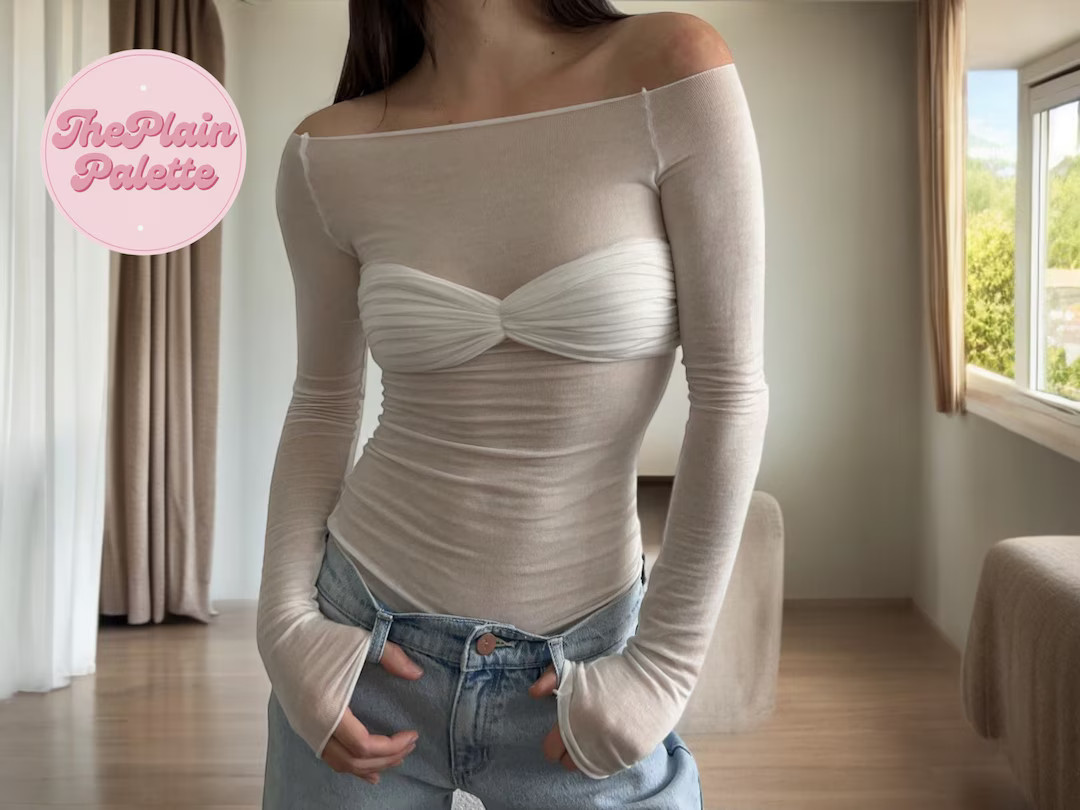 Long Sleeve See-through Blouse | Fashionable Outdoor Outfit | Women's Clothing - Etsy UK | Etsy (US)