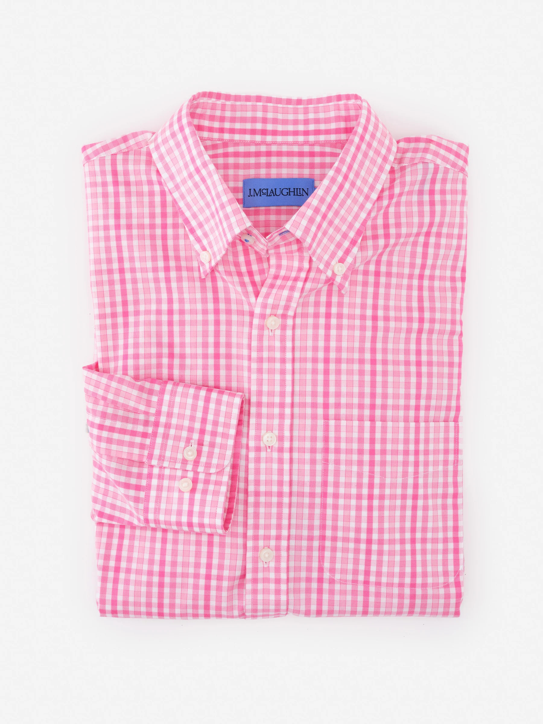 White/Pink Gingham Multi Belvedere Cotton Shirt | Men's Shirts | J.McLaughlin | J.McLaughlin