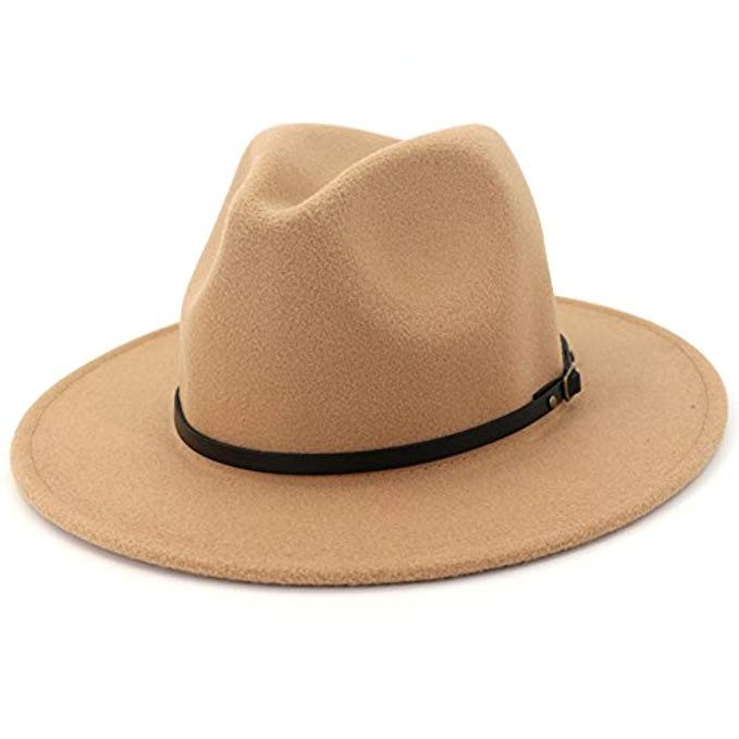 Lisianthus Women Wide Brim Wool Fedora Panama Hat with Belt Buckle | Amazon (US)