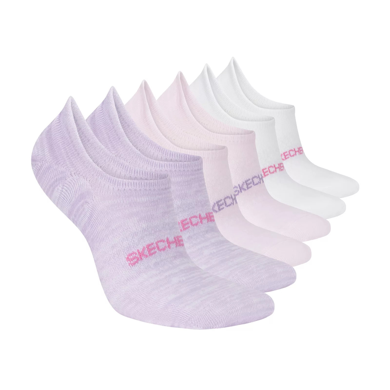 Women's Skechers® 6-pk. Non Terry No Show Socks, Size: 9-11, White Purple | Kohl's