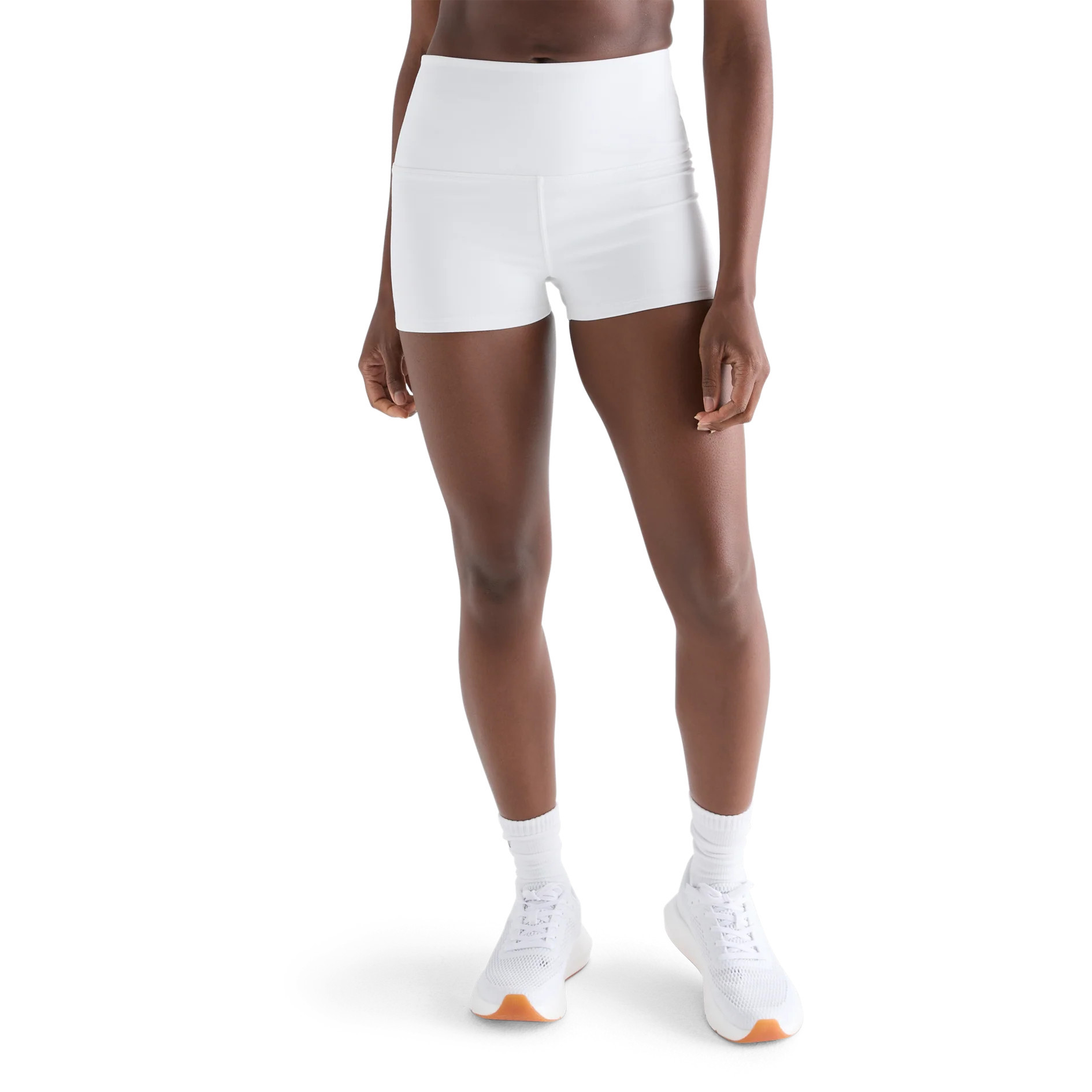 Women's White 4" High-Rise Matte Short | NOBULL | NOBULL
