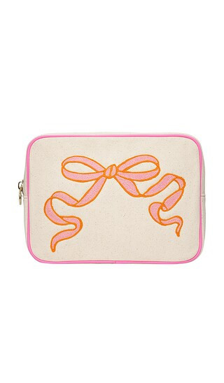 Stoney Clover Lane Hand Embroidered Bow Canvas Large Pouch in Bubblegum. | Revolve Clothing (Global)