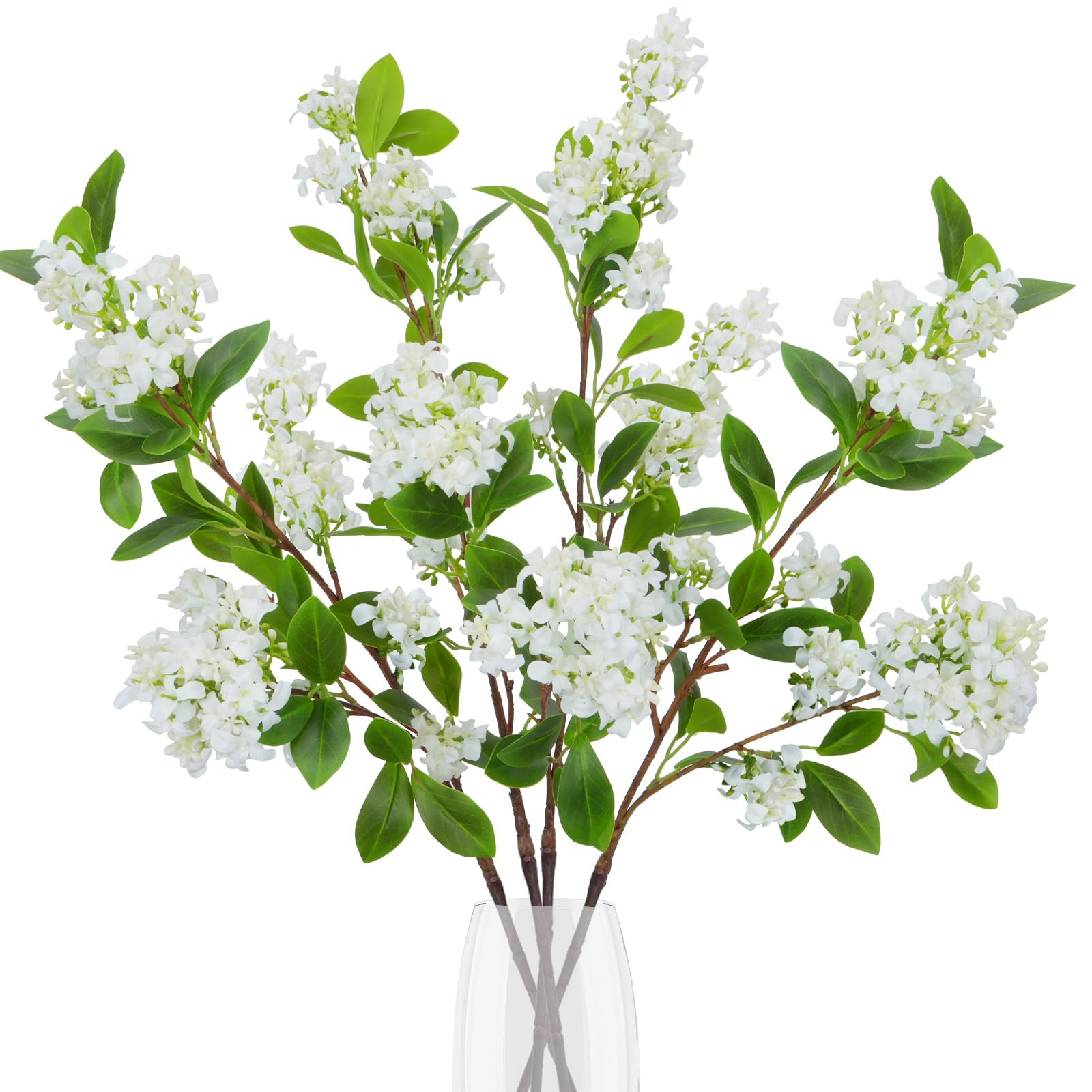 3 PCS 30.7inch Artificial Silk Flowers Branches Fake Forsythia Stems Real Touch Flowers White Art... | Amazon (US)