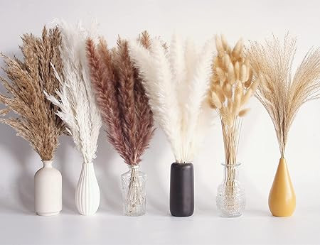 110 PCS Dried Pampas Grass Bouquet, Boho Table Decor, Bunny Tails Dried Flowers, Brown Pompas, Wh... | Amazon (CA)