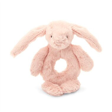 BASHFUL BUNNY RING RATTLE, BLUSH | Indigo (CA)