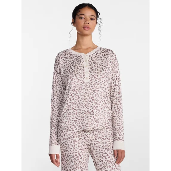 Joyspun Women's Cozy Lounge Collection Hacci Long Sleeve Henley Sleep Top, Sizes XS to 3X | Walmart (US)
