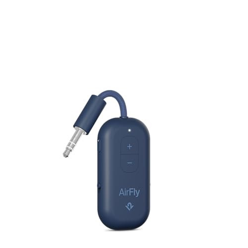 Twelve South AirFly Pro 2 Bluetooth 5.0 Transmitter/Receiver for TV/Airplane to 2 Wireless Headphones – Wireless Adapter for AirPods, Airplane, Car, Gym, Home, Use with Any 3.5 mm Audio Jack, Blue | Amazon (US)