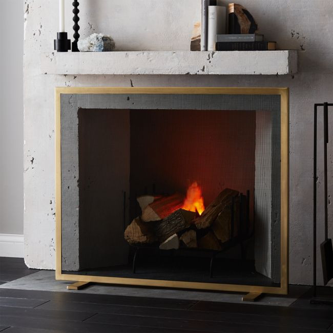 Antique Brass Fireplace Screen | CB2