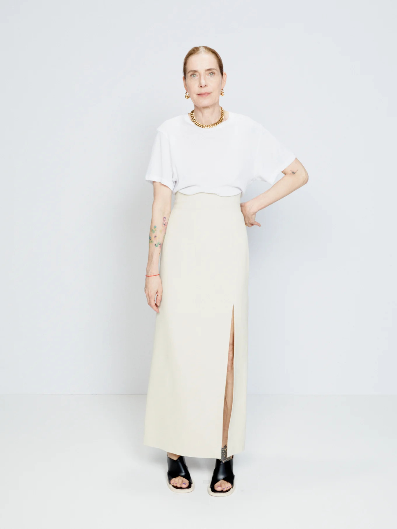 High-waist side split tailored skirt | Matches (UK)