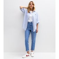 Women's Blue Folded Cuff Mom Jeans New Look | New Look (UK)