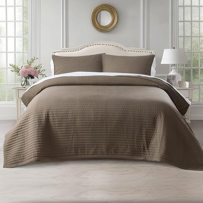 KASENTEX King XL Quilt Set 108"x98" – Soft Washed 3-Layer Lightweight Bedspread, Minimalist Nor... | Amazon (US)