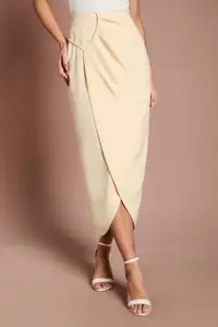 Lemon Coast Lisa Tan Column Midi Skirt | Boohoo USA | boohoo (US & Canada)