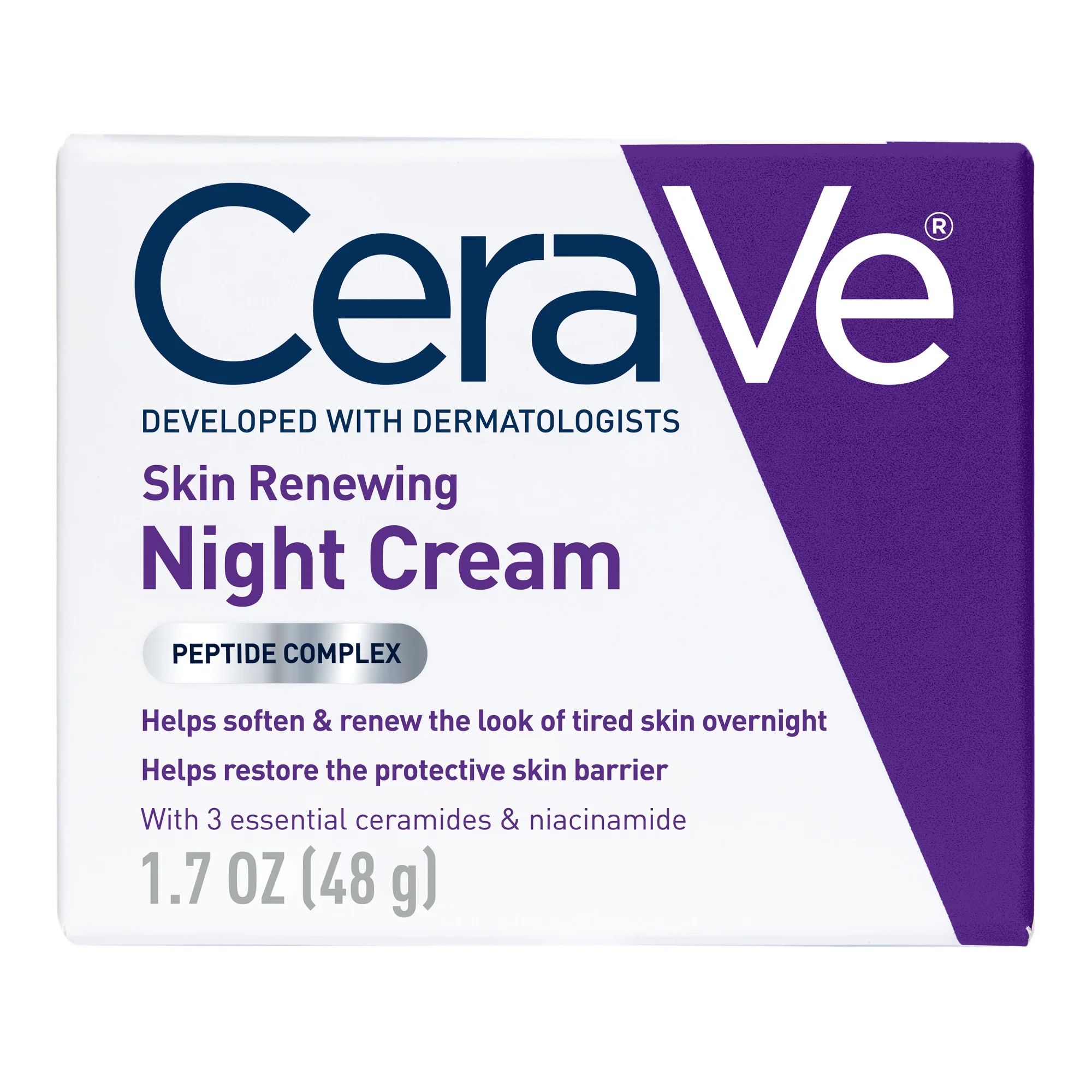 CeraVe Skin Renewing Face Night Cream with Peptide Complex, Niacinamide & Hyaluronic Acid for All... | Walmart (US)