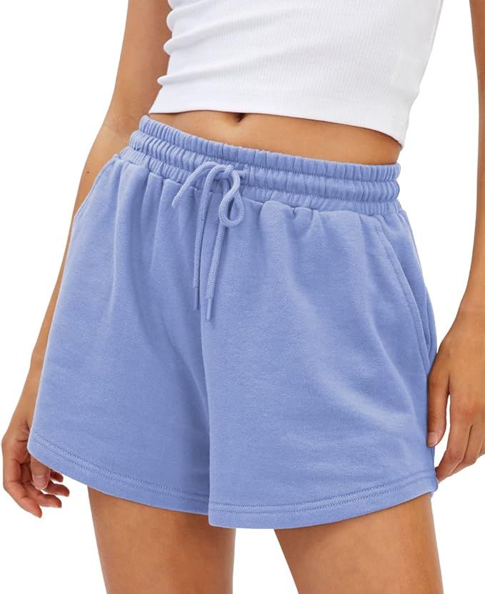 AUTOMET Womens Sweat Shorts Casual Summer Athletic Shorts Elastic Comfy Running Shorts High Waist... | Amazon (US)