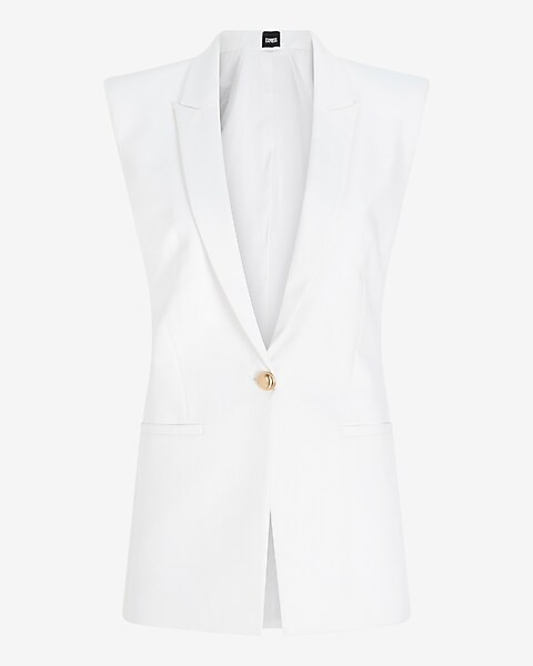 Sleeveless Peak Lapel One Button Blazer | Express
