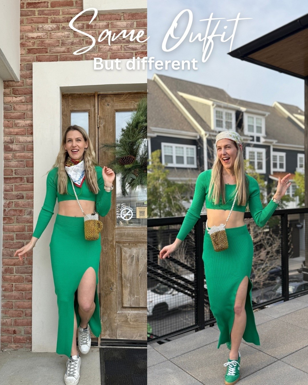 Green set: sold together, wearing an XS. Top is very cropped

White sneakers - older, linking similar 

Green sneakers - older, linking similar 

#LTKSeasonal