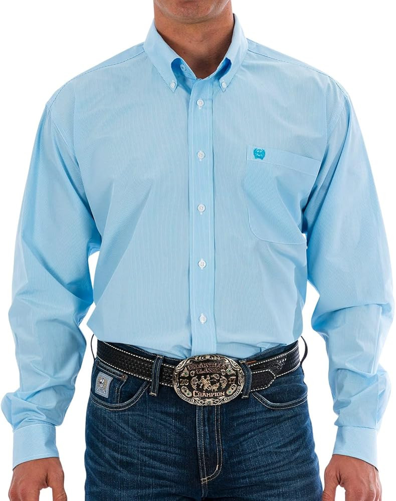 Cinch Men's Classic Fit Long Sleeve Button One Open Pocket Stripe Shirt | Amazon (US)