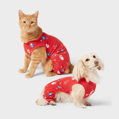 Santa Print Jersey Holiday Matching Family Dog and Cat Pajamas - Wondershop™ Red | Target