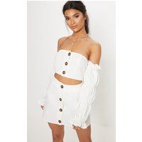 White Cotton Button Detail Mini Skirt | PrettyLittleThing US