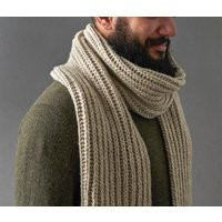 Mens Knit Scarf, Man Wool Knitted Scarf For Men, Gift Seafaring Scarf in Big Good Wool, Unisex Alpaca | Etsy (US)