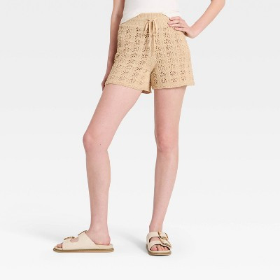 Women's High-Rise Sweater Shorts - Universal Thread™ Tan XS | Target