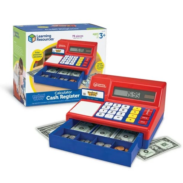 Learning Resources Pretend and Play Calculator Cash Register, Set of 73 - Walmart.com | Walmart (US)