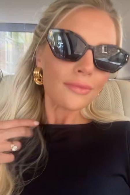 How can I recreate Southern charm star Madison LeCroy's look? I have partnered with @saks to re-create her fan favorite outfit! A flattering black tee shirt bodysuit, her white flounce mini skirt, black leather structured tote, black square oversize sunglasses, gold huggie hoop earrings and it is all linked for you on my LTK page @CelebStyleGuide in the @shop.ltk app linked in my profile  #saks #sakspartner


#LTKstyletip