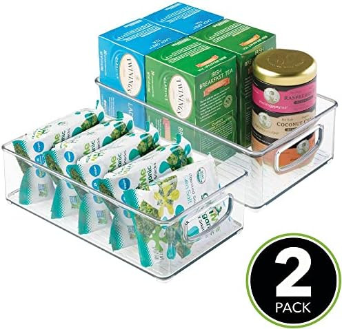 mDesign Small Plastic Kitchen Storage Container Bins with Handles -Organization in Pantry, Cabine... | Amazon (US)