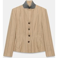 Zara - Zw Collection Striped Linen Blend Blazer - Mid-Camel - L - Woman | Zara US