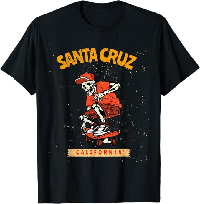 Vintage Santa Cruz California Skeleton Skateboarder T-Shirt | Amazon (US)