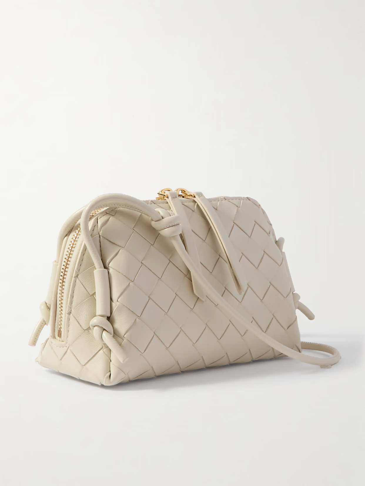 Bottega Veneta - Concert Pouch Intrecciato Leather Shoulder Bag - Cream | NET-A-PORTER (UK & EU)