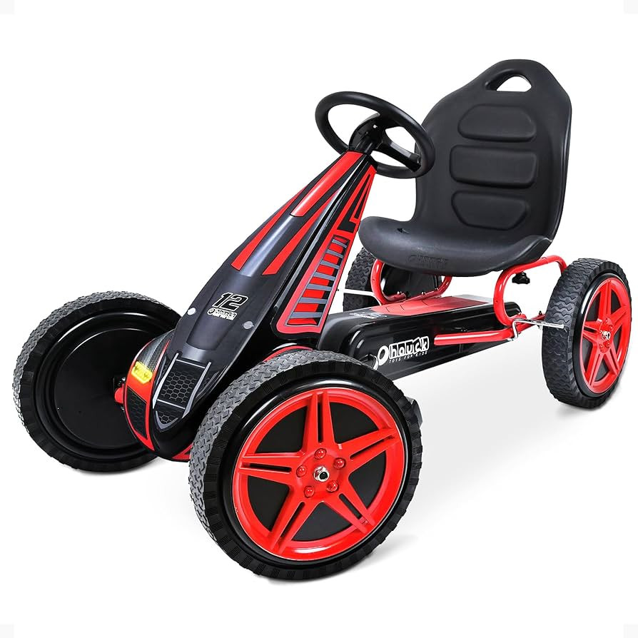 hauck Kids Pedal Go Kart, Hurricane 4 Wheel Bike Cart with Rubber Tires, Ages 4-10, Red - Outdoor... | Amazon (US)