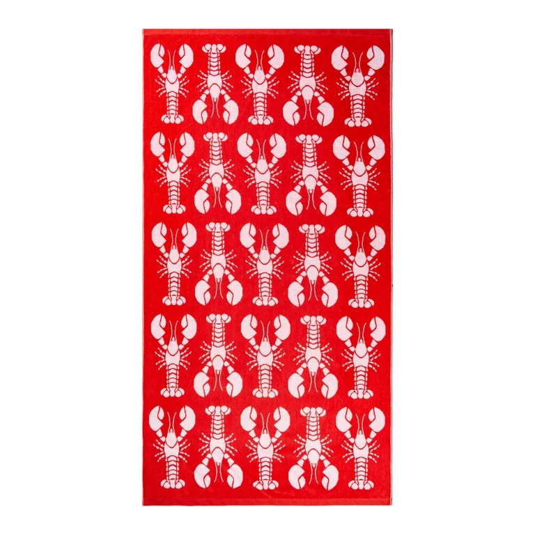 Mainstays Patriotic Cotton Blend Beach Towel, 36 x 72 in, Red Lobster | Walmart (US)