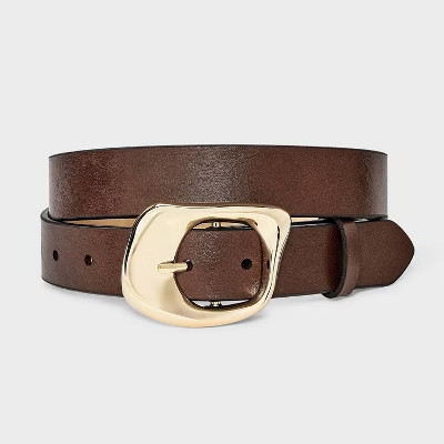 Organic Wavy Buckle Belt - A New Day™ Brown S | Target