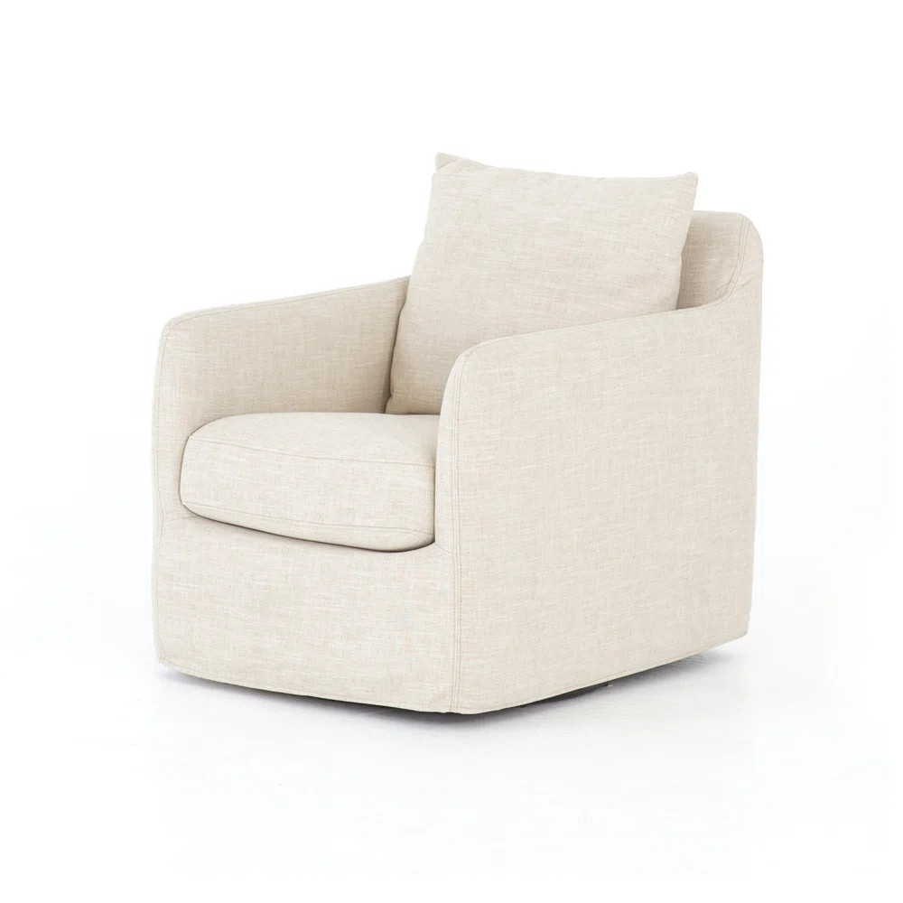 Easton Upholstered Slipcovered Swivel Armchair | Wayfair North America