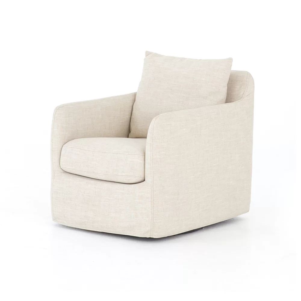 Easton Upholstered Slipcovered Swivel Armchair | Wayfair North America