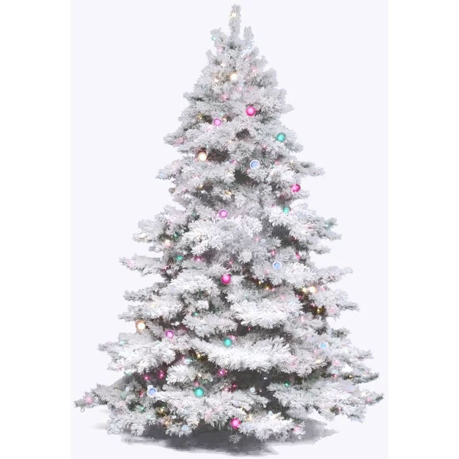 Vickerman Pre-Lit 6.5' Flocked Alaskan Artificial Christmas Tree, Multicolor Lights | Walmart (US)