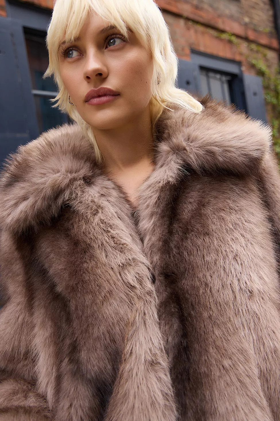 Silence + Noise Striped Faux Fur Maxi Coat | Urban Outfitters UK