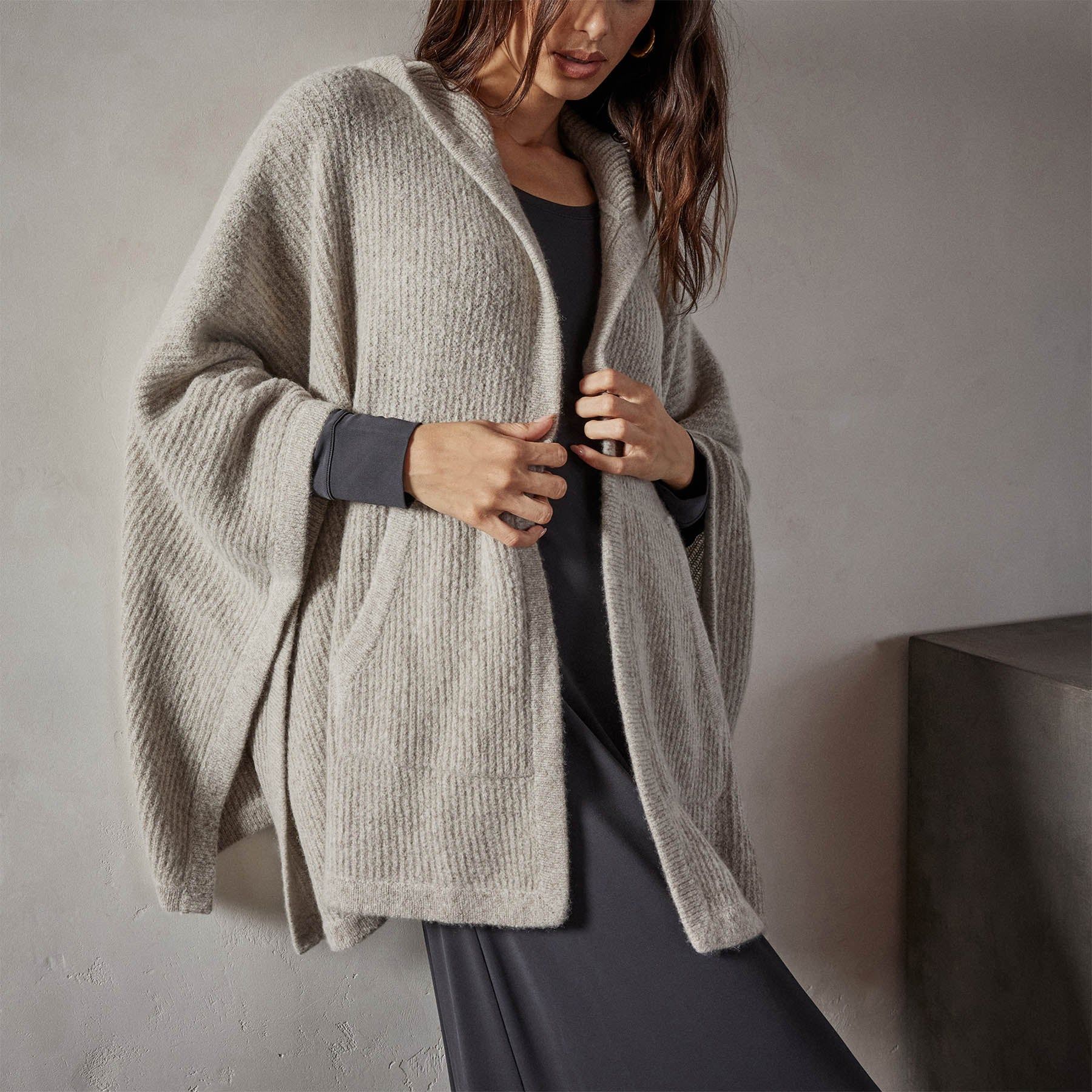 Rib Cashmere Hooded Poncho Sweater | James Perse (US)