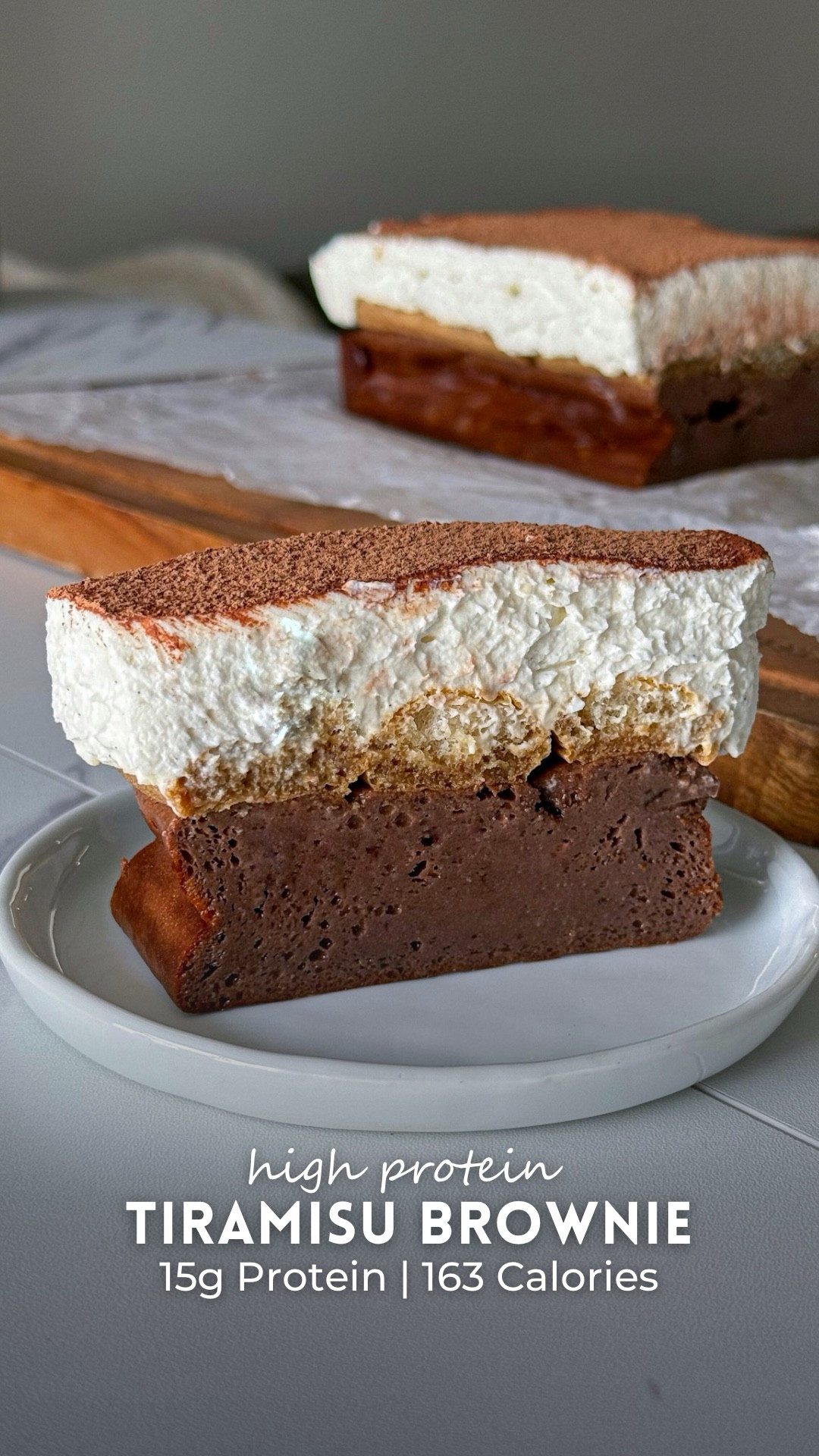☕️ High Protein Tiramisu Brownies

Tiramisu + brownies = the ultimate high-protein dessert mashup 🤎 These tiramisu brownies have a rich, fudgy chocolate base layered with espresso-soaked goodness and a creamy Greek yogurt topping that tastes just like the classic. They’re indulgent, perfectly balanced, and secretly packed with protein aka the kind of treat that feels fancy but still fits your goals.

Comment “RECIPE” for the full recipe ingredients containing unit conversions and easy to follow instructions sent straight to you. Or find it in my bio 🔗 (If it doesn’t come through, send me a message and I’ll resend!)

⏲ 30 Min Prep Time l 8 Servings
Macros Per Serving: 163 Calories
22g Carbs | 3g Fat | 15g Protein

Recipe Ingredients -
Brownie Base:
- Fudge Brownie Bar
- Nonfat Milk
- Large Brown Egg
- Milkfat Yogurt
- Vanilla Extract
- Chocolate Whey Protein Isolate
- All Purpose Flour
- Zero Calorie Sweetener
- Pinch of Salt
Ladyfingers:
- Espresso Coffee
- Ladyfingers
Greek Yogurt Cream:
- Milkfat Yogurt
- Reduced Fat Whipped Topping
- Vanilla Bean Paste
- Vanilla Instant Pudding Mix
Topping:
- Cocoa Powder

#tiramisu #tiramisuinspired #proteinbrownies #highproteindessert #healthybaking @kingarthurbaking @gatsbychocolate @questnutrition @fage @nielsenmassey @vitalfarms @simplydessertsnatural @fornobonomi