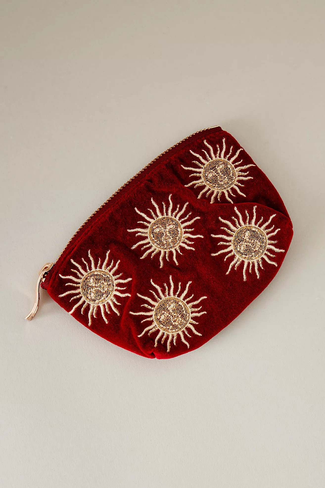 Elizabeth Scarlett Sun Embroidered Velvet Coin Purse | Anthropologie (UK)