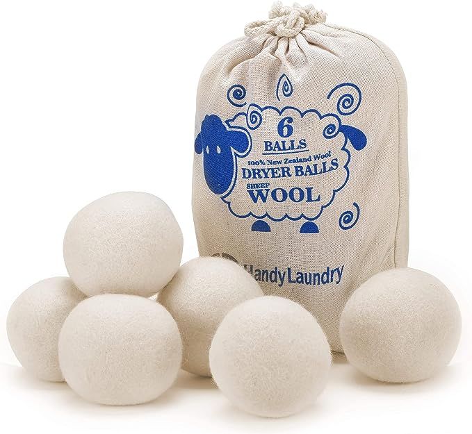 Wool Dryer Balls - XL Natural Fabric Softener, Reusable, Reduces Clothing Wrinkles and Saves Dryi... | Amazon (US)