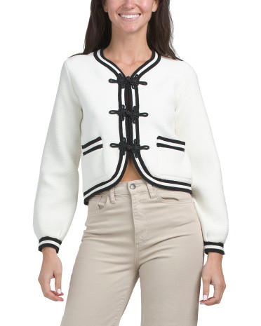 Three-quarter Blouson Sleeve Crop Cardigan | TJ Maxx