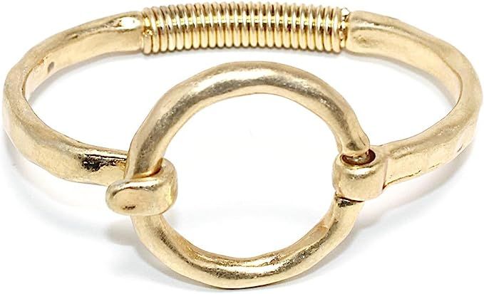 POMINA Boho Fashion Bangle Gold Cuff Bracelet Geometric Shape Tension Bangle Hammered Metal Brace... | Amazon (US)