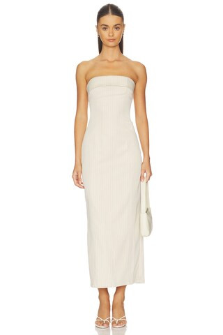 ALL THE WAYS Zyaire Strapless Maxi Dress in Natural Stripe from Revolve.com | Revolve Clothing (Global)