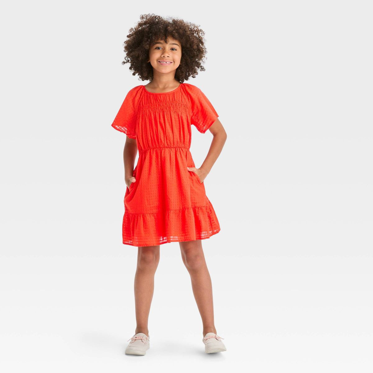 Girls' Solid Short Sleeve Woven Dress - Cat & Jack™ | Target