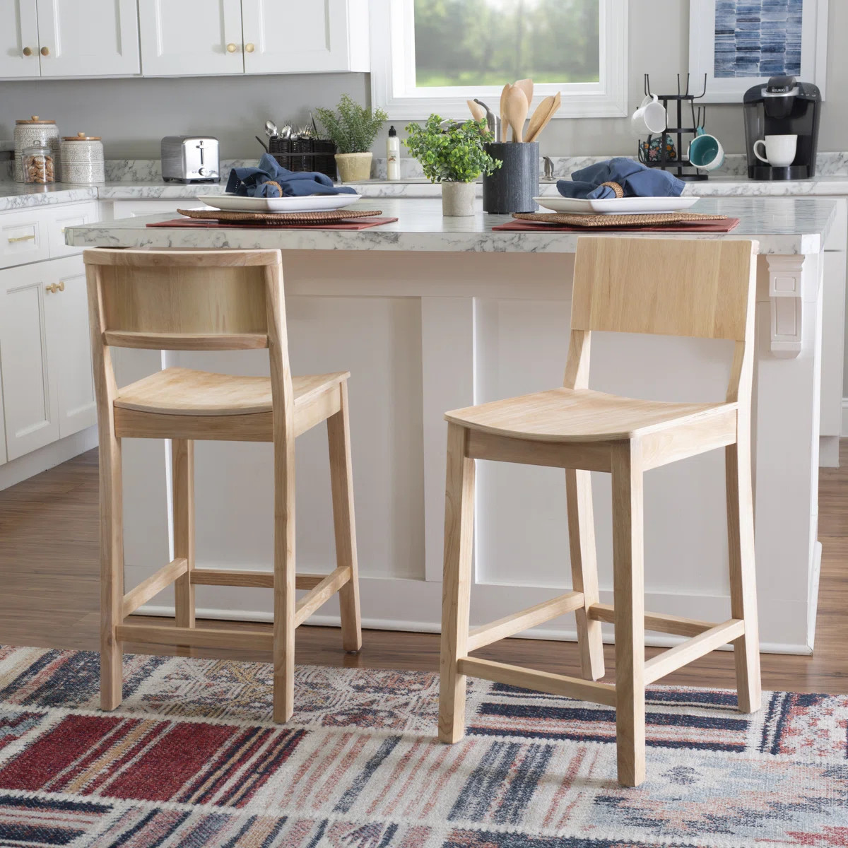 Yalingup 30" Unfinished Barstool with a Solid Wood Frame (Set of 2) | Wayfair North America