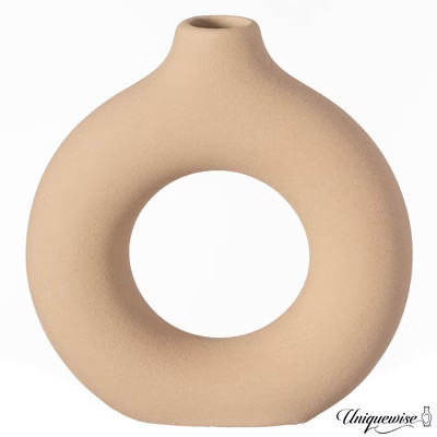 Uniquewise 5-Inch Small Decorative Hollow Ceramic Donut Table Vase - Handmade, Minimalist Boho Style for Modern Home Decor | Target